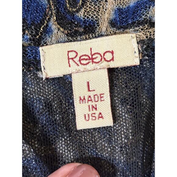 Reba sheer blue top, glamorous, bohemian, metallic, abstract, artsy, western - Picture 5 of 6